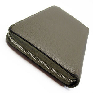 Celine round long zipper wallet greige leather